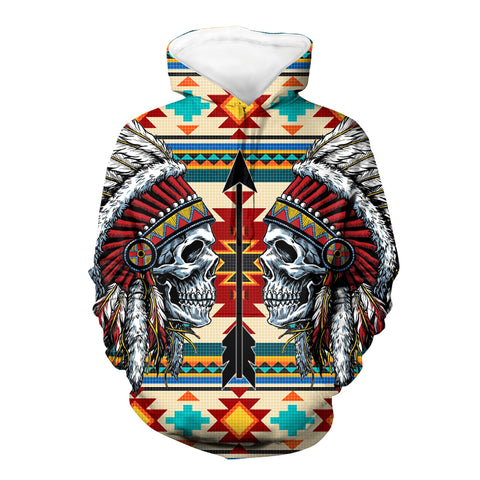 Powwow Store gb nat00401 skull chief native 3d hoodie