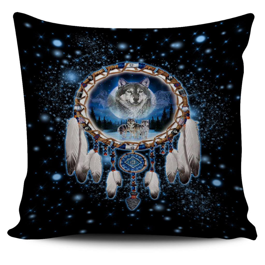 GB-NAT00010 Galaxy Dreamcatcher Wolf 3D Pillow Covers