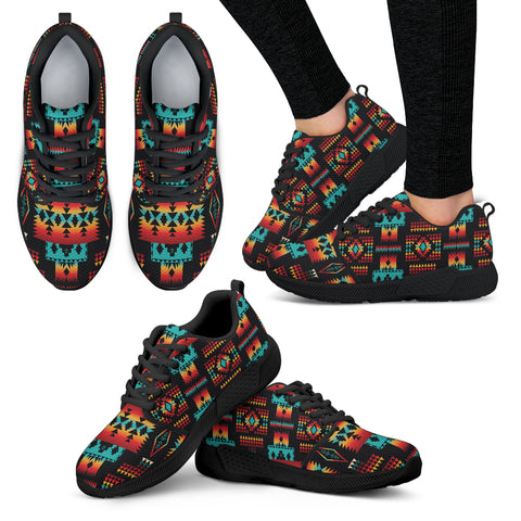 GB-NAT00046-02 Black Native Tribes Pattern Native American Women's Athletic Sneaker