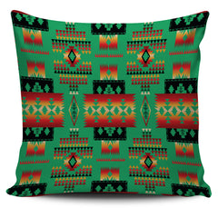 GB-NAT00046-05 Green Tribe Pattern Native American Pillow Cover - Powwow Store