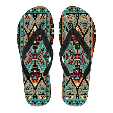 Tribe Blue Pattern Native American Flip Flops