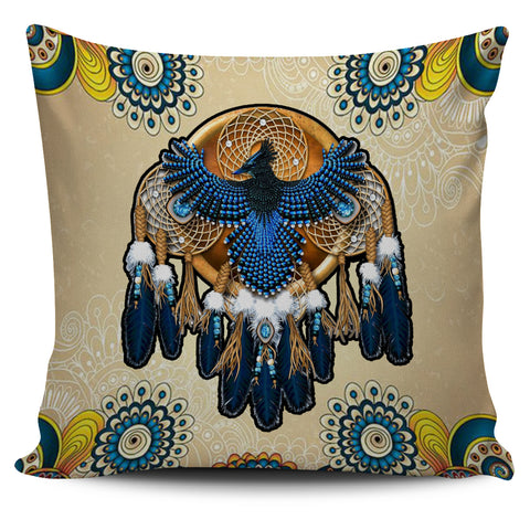 GB-NAT00131 Blue Thunderbird Native American Pillow Covers
