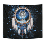 Wolf Galaxy Dreamcatcher Native American Design 3D Tapestry - Powwow Store