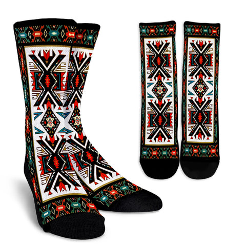 GB-NAT00049-SOCK01 Tribal Colorful Pattern Native American Crew Socks