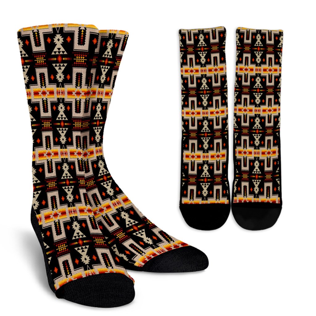 Black Tribe Design Native American Crew Socks - Powwow Store