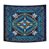 Naumaddic Arts Blue Native American Design Tapestry - Powwow Store