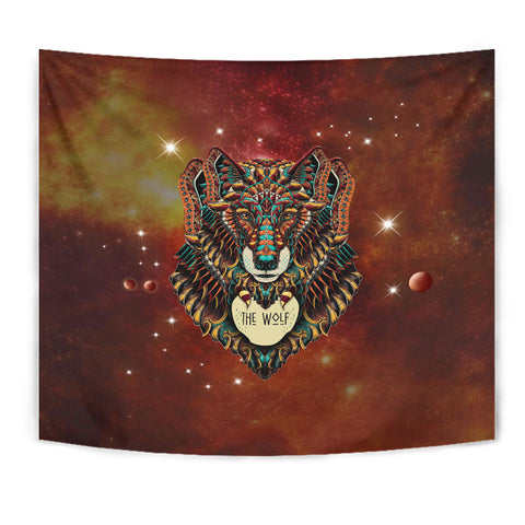 GB-NAT00093-TAPE01 Native American Brown Wolf Tapestry