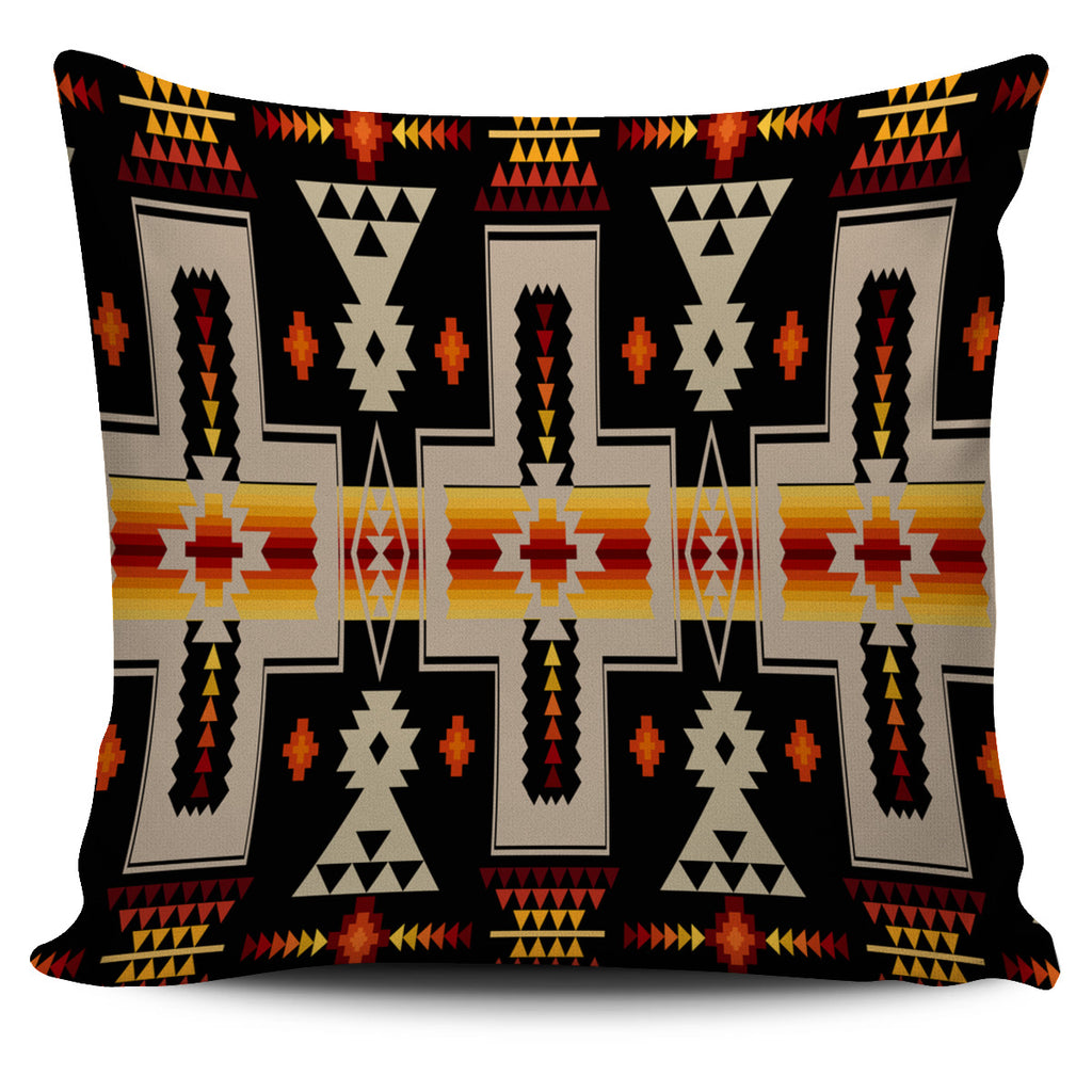 GB-NAT00062-01 Black Tribe Design Native American Pillow Cover