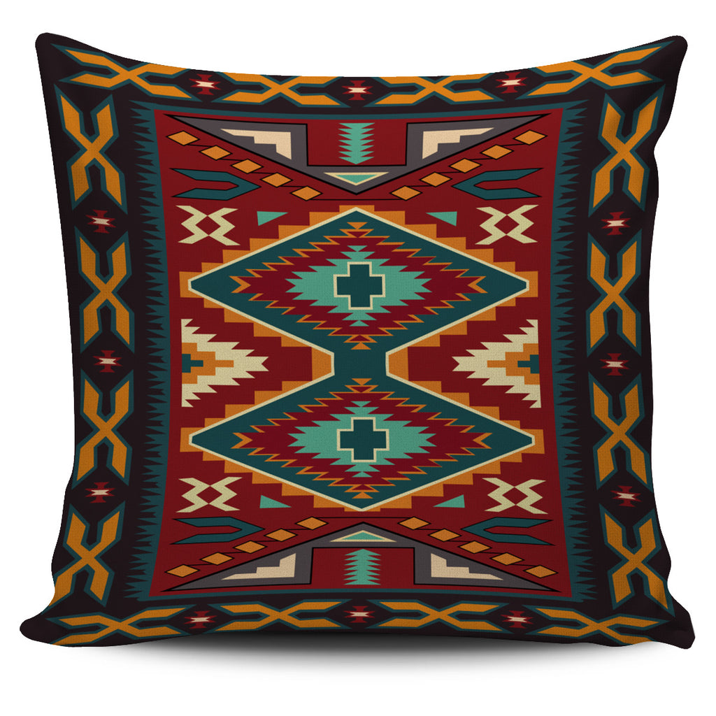Native Red Yellow Pattern Native American Pillow Cover GB-NAT00061-PILL01