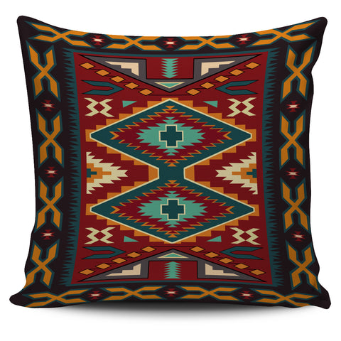 Native Red Yellow Pattern Native American Pillow Cover GB-NAT00061-PILL01