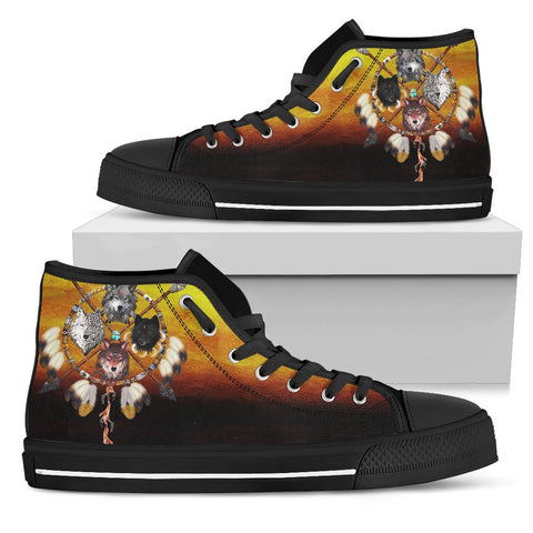 Wolves Warriors Native American Pride High Top Canvas Shoes