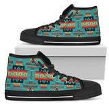 GB-NAT00046-HSHO01 Blue Native Tribes Pattern Native American High Top Shoes