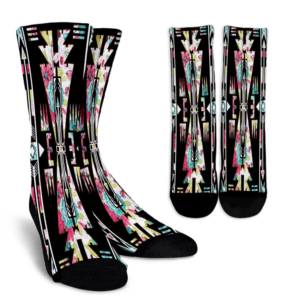 Native American Flowers Symbol Crew Socks - Powwow Store