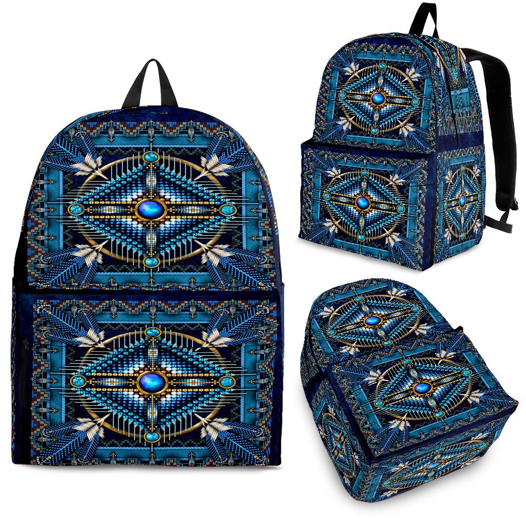 Native America Backpack Mandala Blue Native American Backpack – Powwow Store