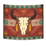 Native American Design Bison Head Tapestry