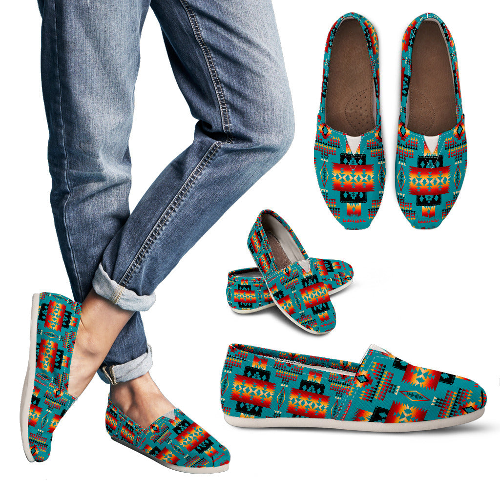 GB-NAT00046-14 Blue Native Tribes Pattern Native American Women's Casual Shoes
