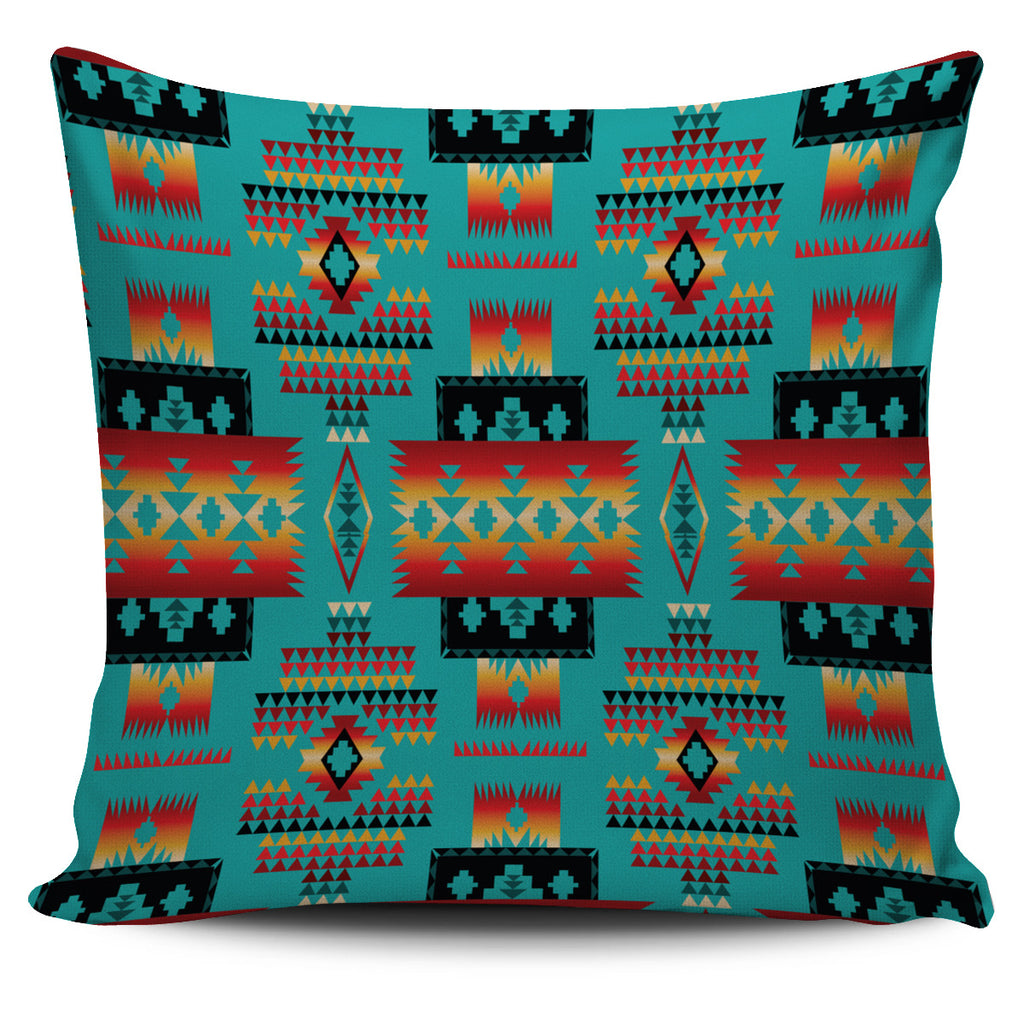 GB-NAT00046-01 Blue Native Tribes Pattern Native American Pillow Cover
