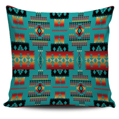 GB-NAT00046-01 Blue Native Tribes Pattern Native American Pillow Cover - Powwow Store