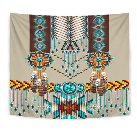 GB-NAT00069 Turquoise Blue Pattern Breastplate Native American Tapestry