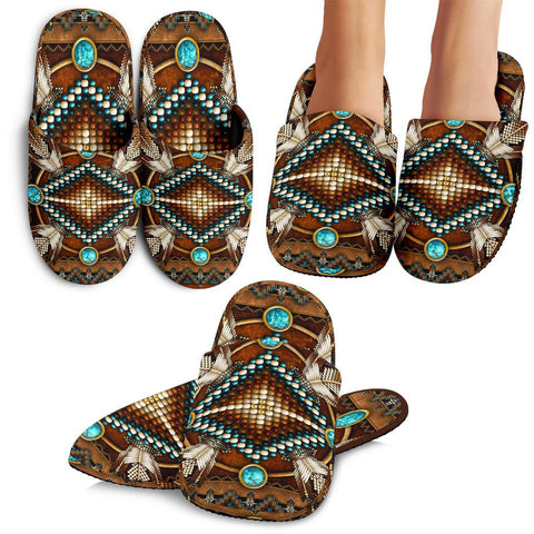 Mandala Brown Native American Slippers