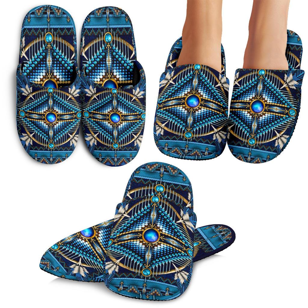 Mandala Blue Native American Slippers - Powwow Store