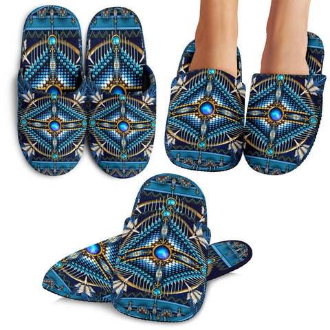 Mandala Blue Native American Slippers