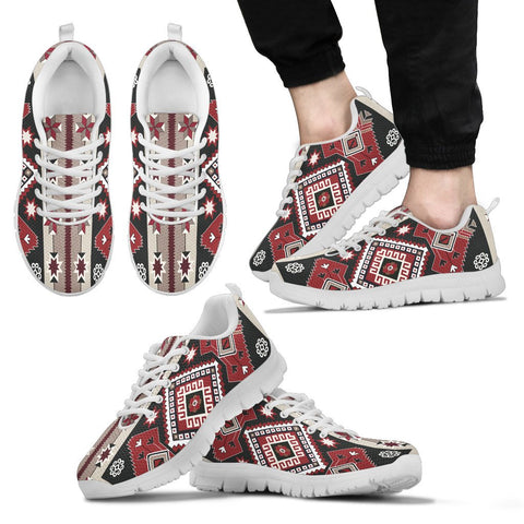 Ethnic Red Gray Pattern Native American Sneaker