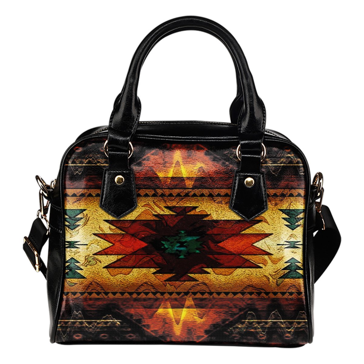 Southwest Brown Symbol Native American Premium Leather Handbag - Powwow Store
