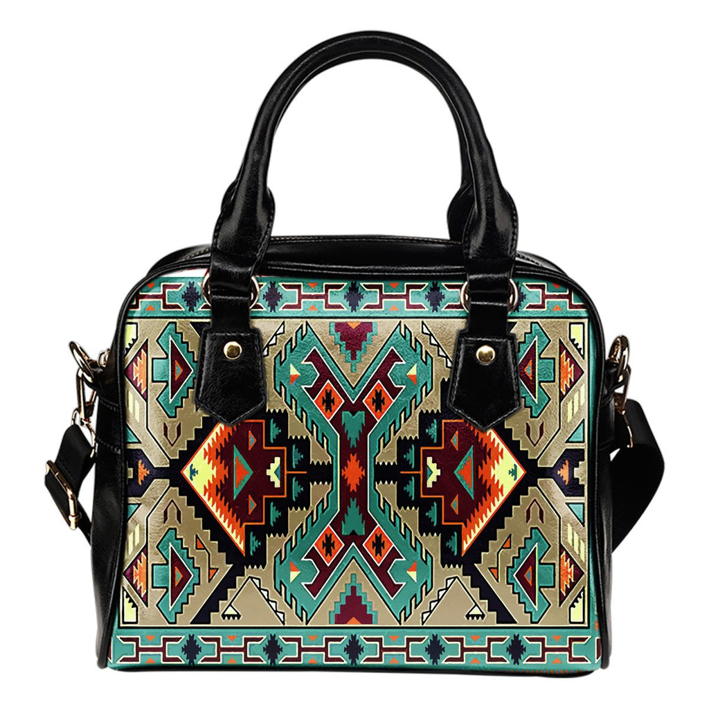 Tribe Blue Pattern Native American Premium Leather Handbag