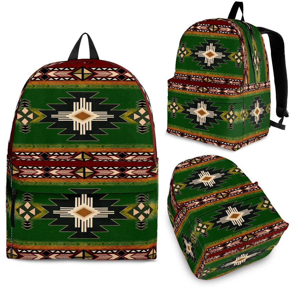 Native America Backpack Southwest Green Symbol Native American Backpack – Powwow Store