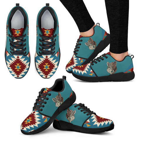 Color Full Half Face Wolf Women's Athletic Sneakers