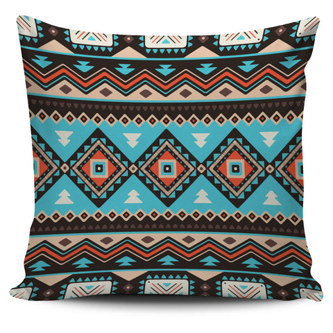 GB-NAT00319 Tribal Line Shapes Ethnic Pattern Pillow Covers