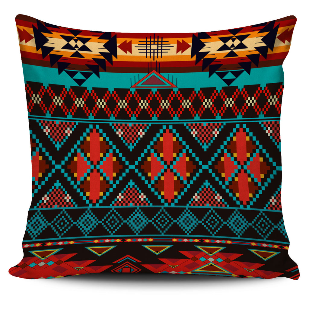 GB-NAT00112 Dark Brown Red Pattern Pillow Covers