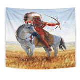 GB-NAT00155	Native American Chief Shooting Bow And Arrow Tapestry