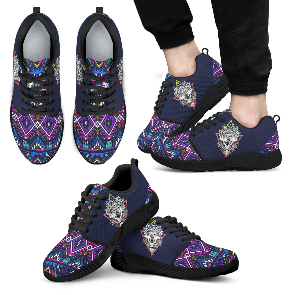 Powwow Store gb nat00144 wolf pattern native mens athletic sneakers