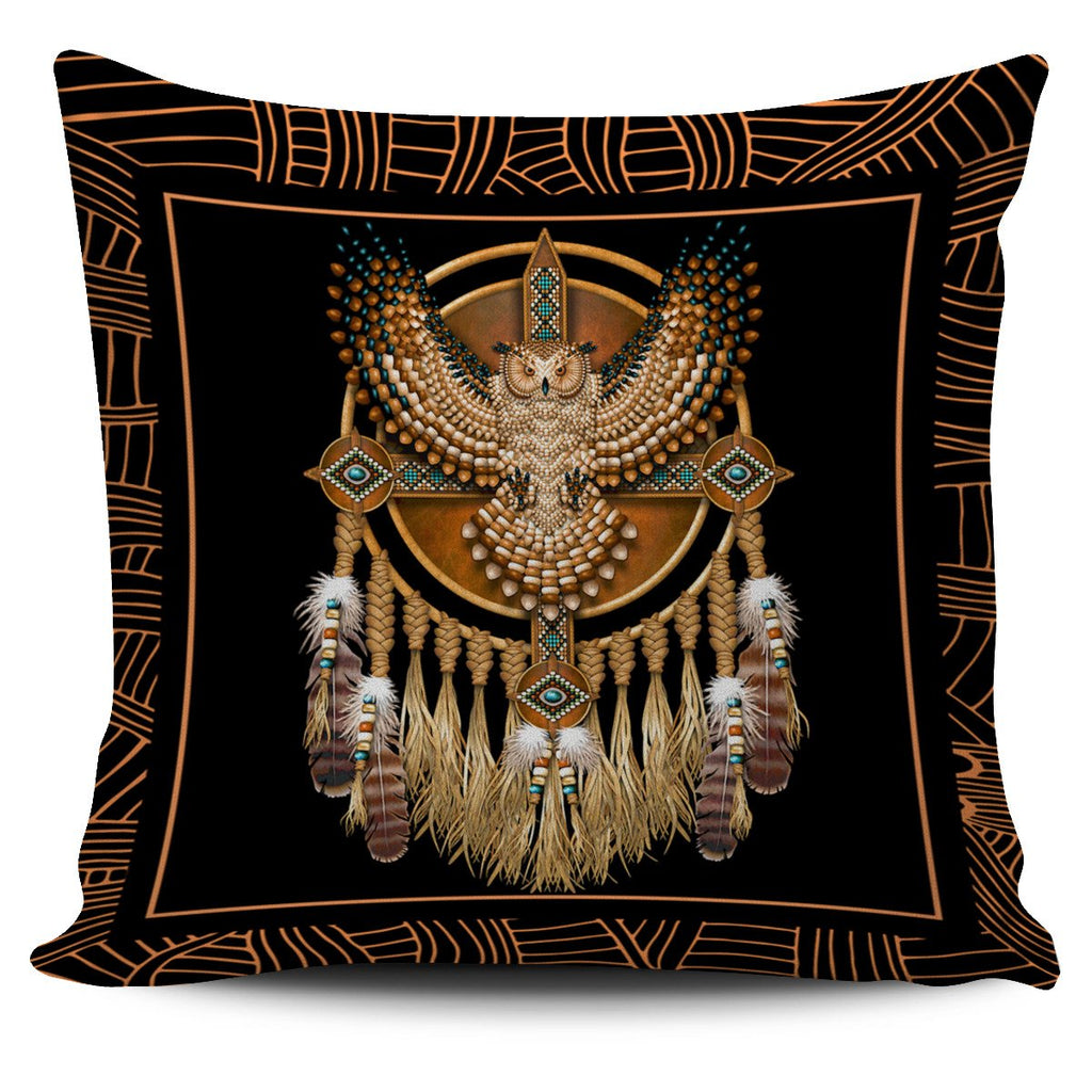 Golden Owl Dreamcatcher Native American Pillow Covers
