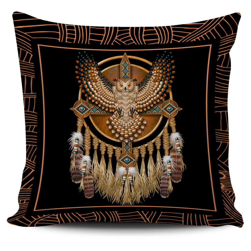 Golden Owl Dreamcatcher Native American Pillow Covers - Powwow Store