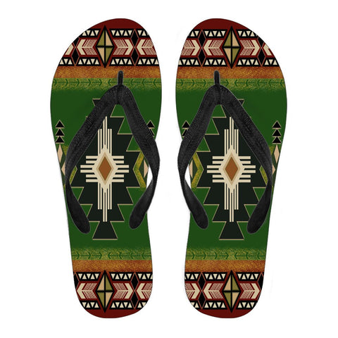 Southwest Green Symbol Native American Flip Flops