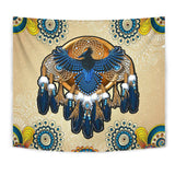 Powwow Store gb nat00131 blue thunderbird native tapestry