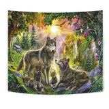 Powwow Store gb nat00398 wolf happiness family in the spring forest tapestry