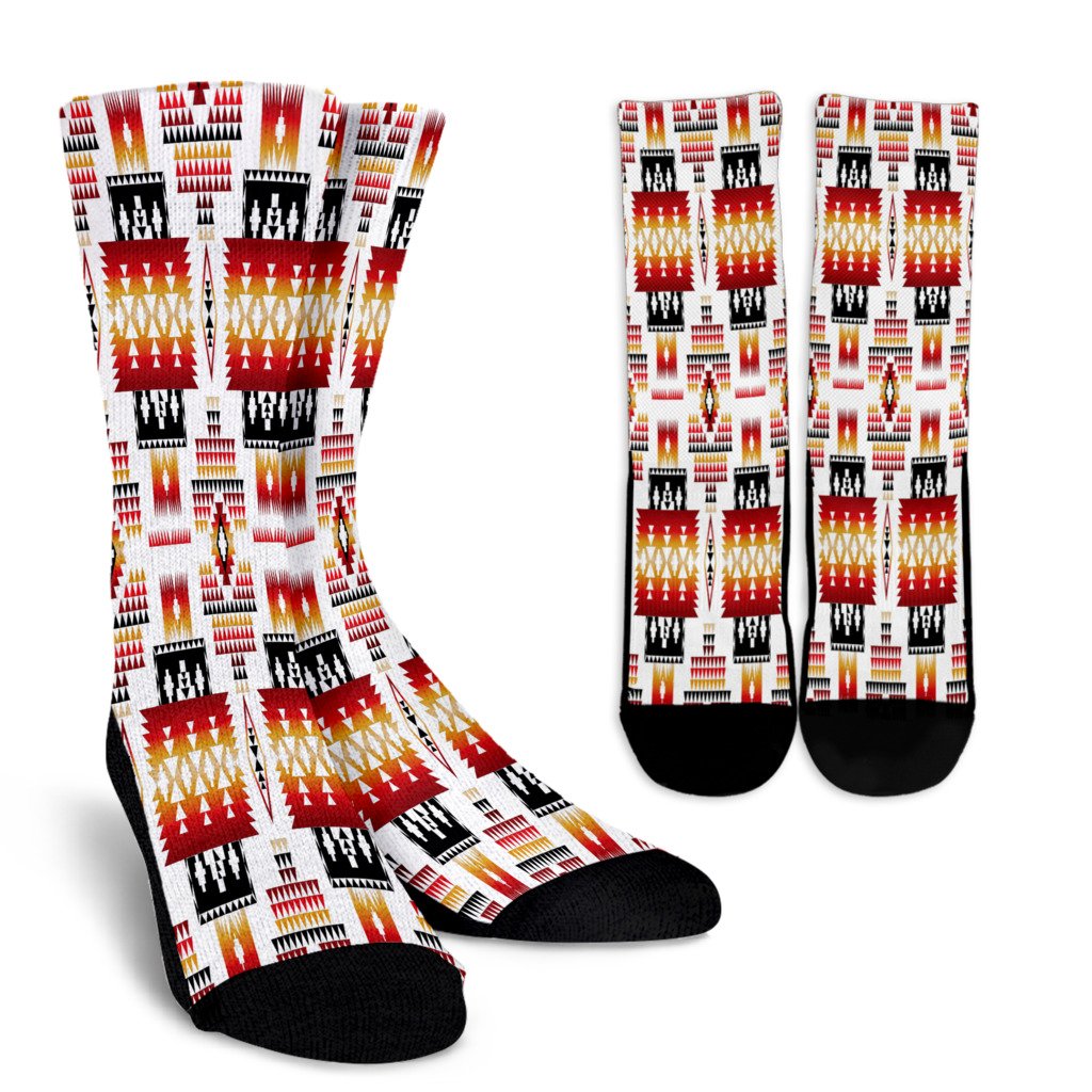 White Native Tribes Native American Crew Socks - Powwow Store