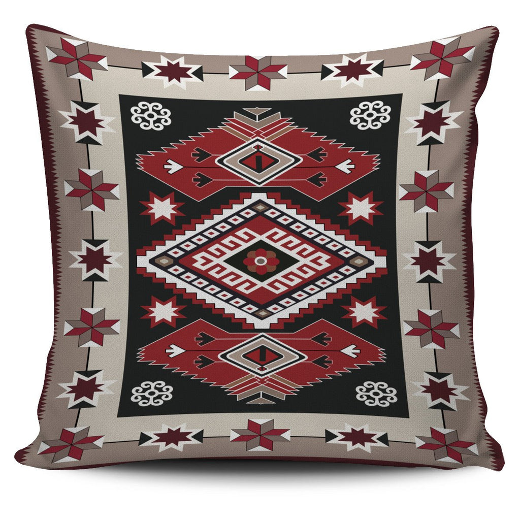 Ethnic Red Gray Pattern Native American Pillow Covers