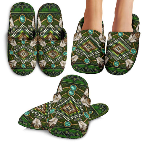 Green Mandala Native American Slippers
