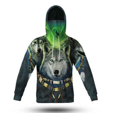 GB-NAT00267 Wolf Pack Moon Light All 3D Hoodie With Mask