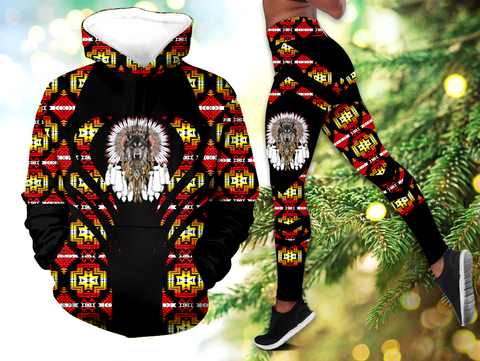 Powwow StoreHLS00315  Pattern Native 3D Hoodie Legging Set