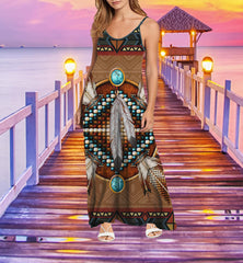 Powwow StoreGBNAT00640 Pattern Native Maxi Dress