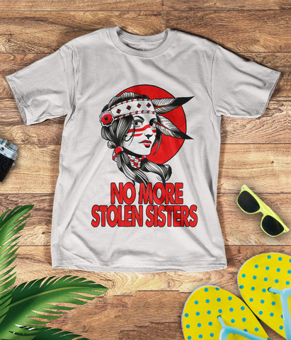 TS0085 I Wear Red For My Sisters Native American Stop MMIW Red Hand No More Stolen Sisters 3D T-Shirt
