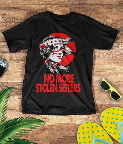 TS0088 I Wear Red For My Sisters Native American Stop MMIW Red Hand No More Stolen Sisters 3D T-Shirt