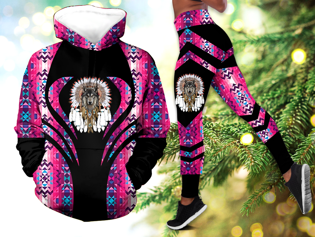 Powwow StoreHLS00312 Pattern Native 3D Hoodie Legging Set