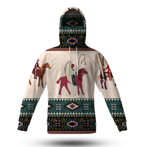 Powwow Store gb nat00284 native american chief horse 3d hoodie with mask